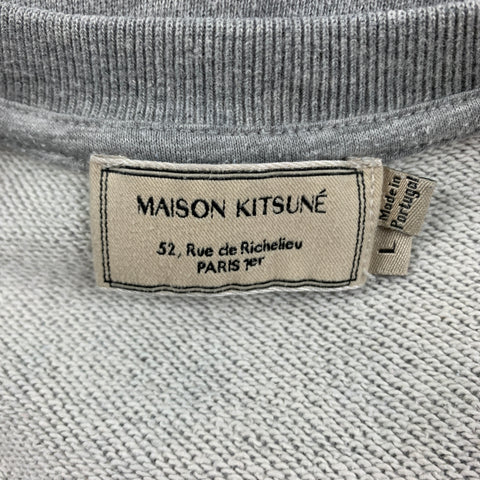 MAISON KITSUNE Size L Grey Graphic Cotton Crew-Neck Sweatshirt