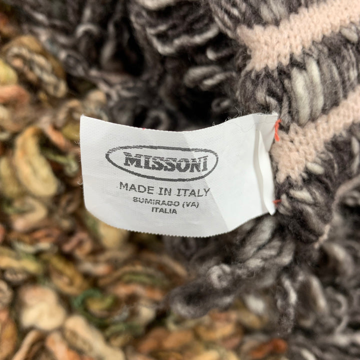 MISSONI Taupe & Grey Textured Knitted Rayon Blend Scarf