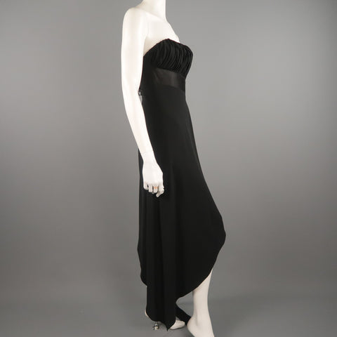 Vintage CHANEL Spring 1991 Size 6 / FR 38  Black Silk Bustier Ribbon Cocktail Dress
