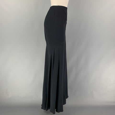 VALENTINO Size 8 Black Acetate Blend Long Skirt