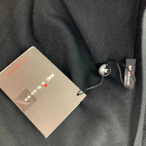 KITON Size XL Black Cashmere Silk V-Neck Cardigan