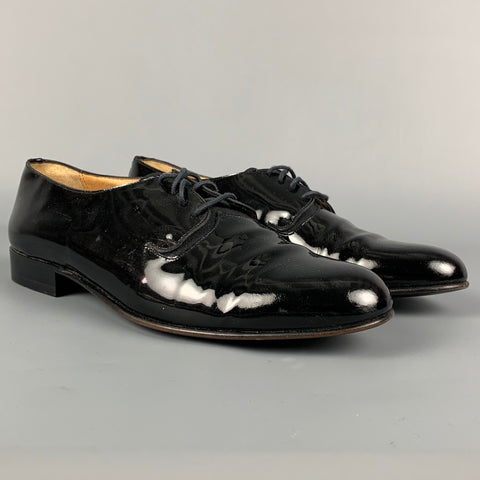 BALLY Bice Size 8 Black Patent Leather Lace Up Shoes