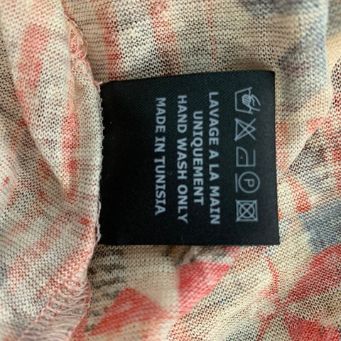 ISABEL MARANT Americana Size M Cream Red & Blue Linen T-Shirt