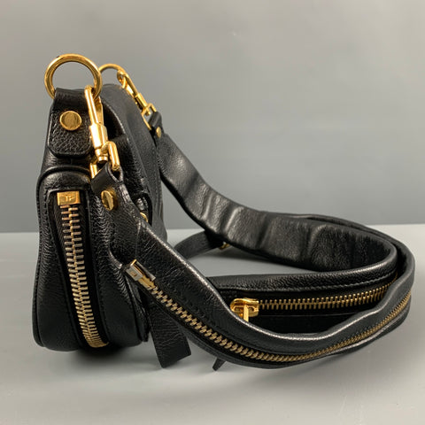 TOM FORD Black Gold Pebble Grain Leather Handbag