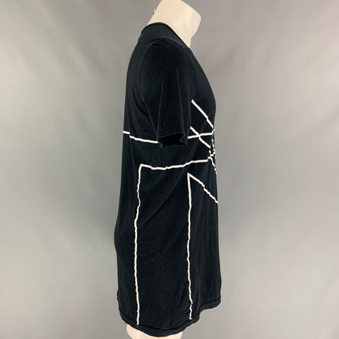 DRKSHDW by RICK OWENS Size M Black White Applique Cotton Long T-shirt