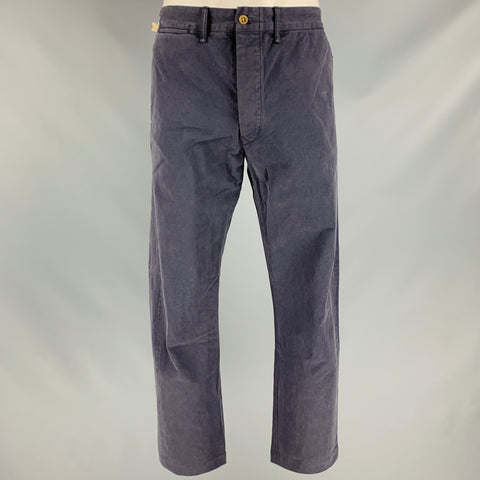 RRL by RALPH LAUREN Size 36 Navy Wash Cotton Elastane Button Fly Casual Pants