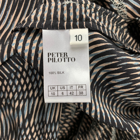 PETER PILOTTO Size 6 Multi-Color Sequined Beaded Silk Shift Dress