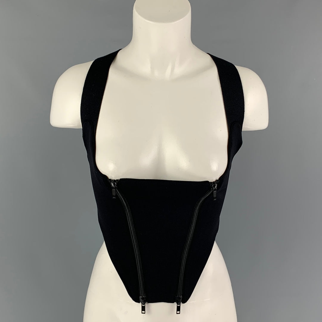 MONSE Size S Black Polyamide Criss-Cross Strap Corset Top
