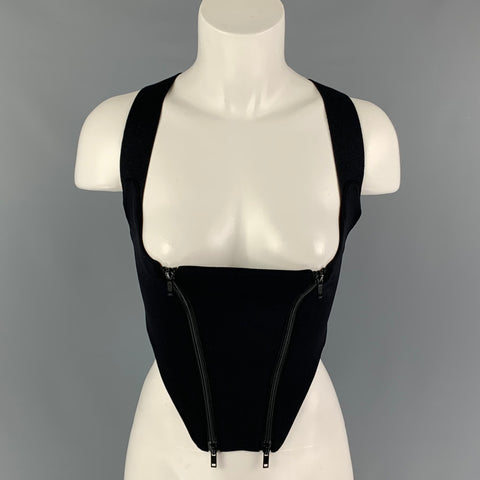 MONSE Size S Black Polyamide Criss-Cross Strap Corset Top