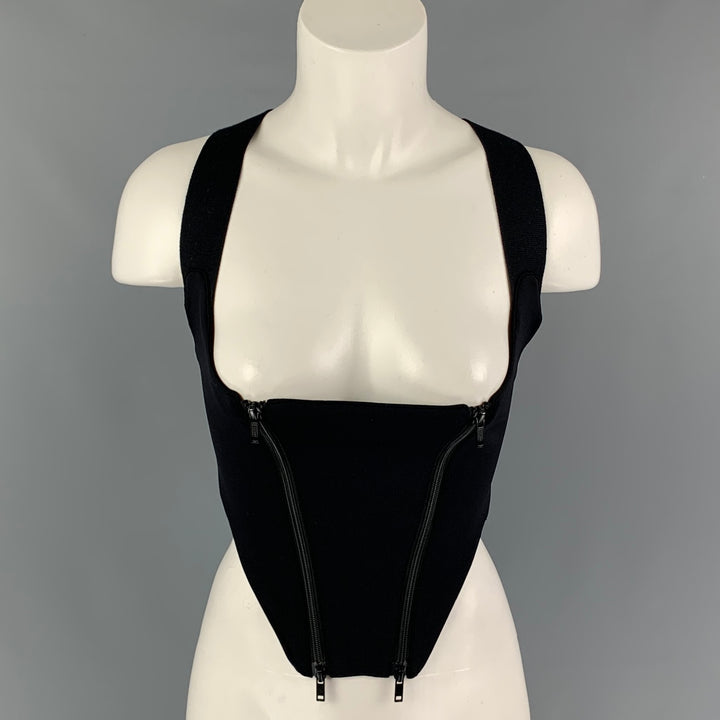 MONSE Size S Black Polyamide Criss-Cross Strap Corset Top