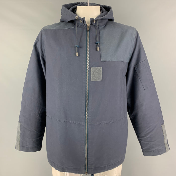 LOUIS VUITTON Size 44 Blue Cotton Detachable Hood Zip Up Jacket
