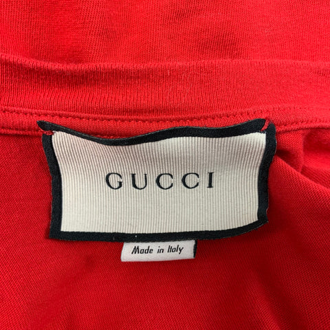 GUCCI Size M Red & White Guccify Logo Cotton Short Sleeve T-shirt
