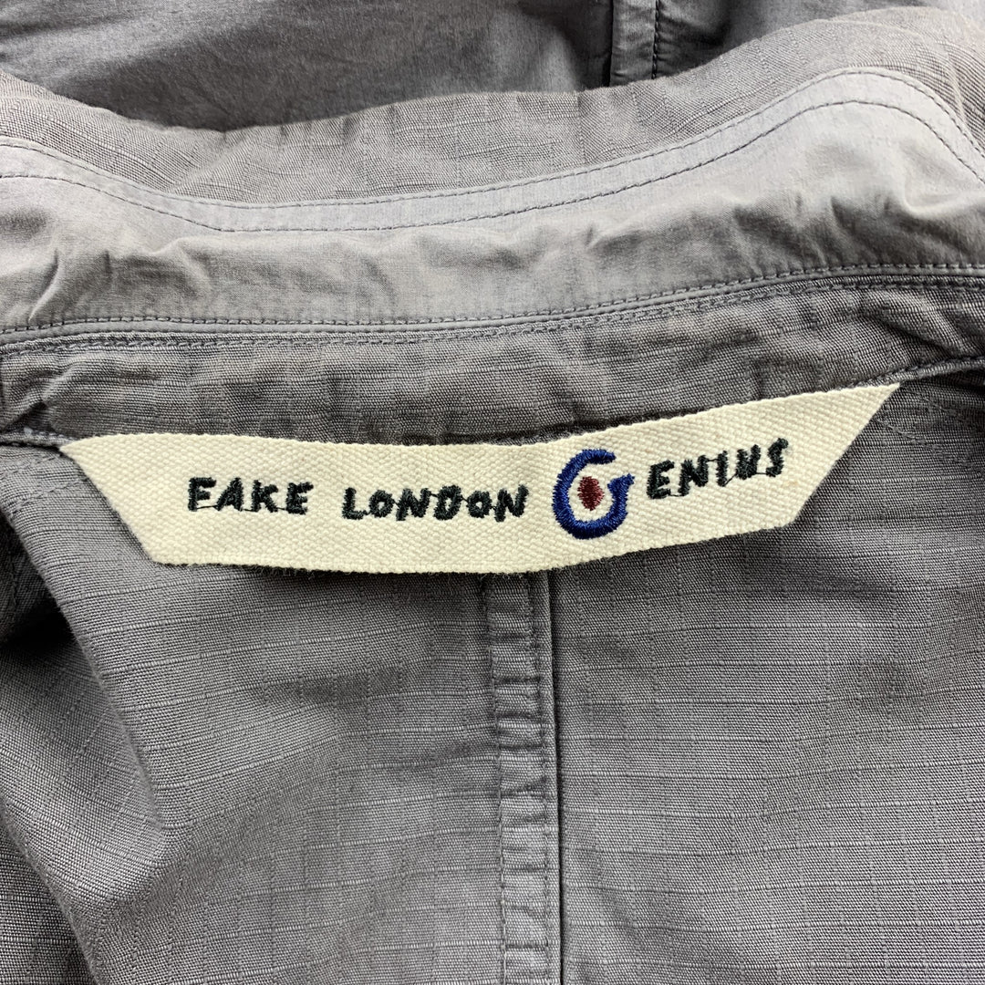 FAKE LONDON Talla 40 Chaqueta con solapa de muesca de algodón gris
