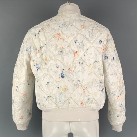 JOHN ELLIOTT Size M White Multi-Color Splattered Cotton Jacket