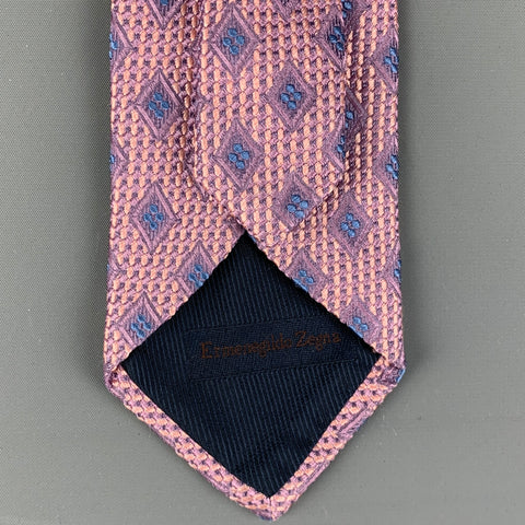 ERMENEGILDO ZEGNA Purple Blue Rhombus Silk / Cotton Tie