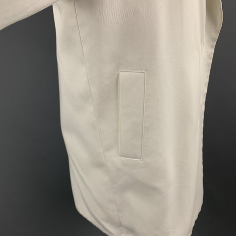 MAX MARA Size 2 White Cotton Hidden Snap Pointed Lapel Coat
