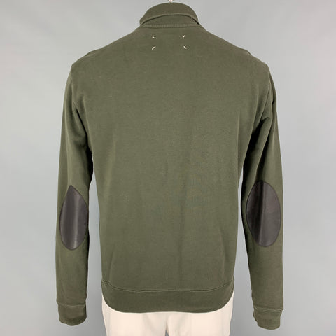 MAISON MARGIELA Size L Olive Cotton Half Zip Jacket