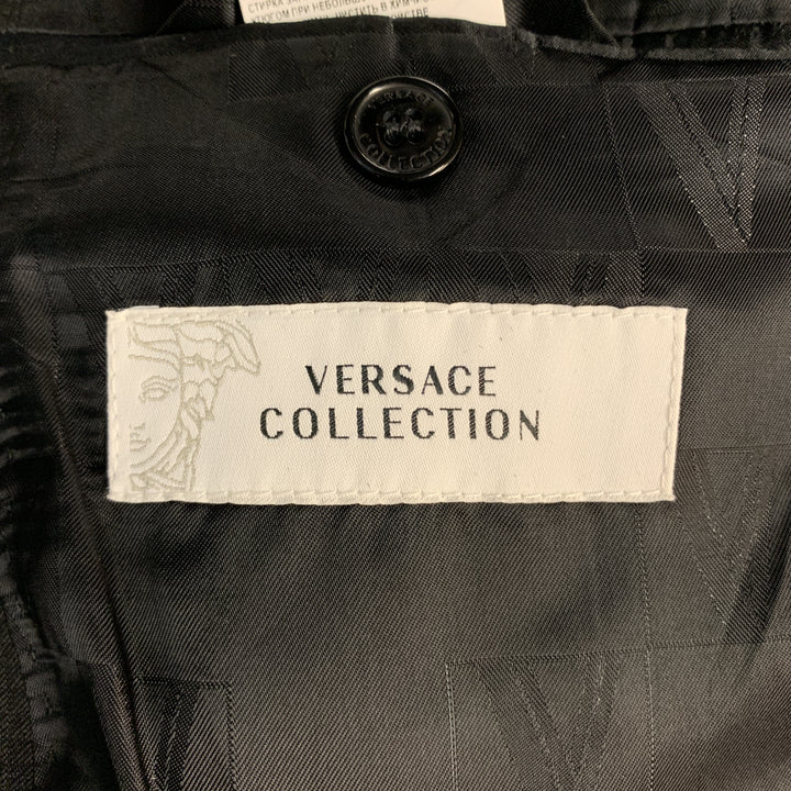 VERSACE COLLECTION Taille 42 Grille Noir sur Manteau de Sport à Revers Notch Noir