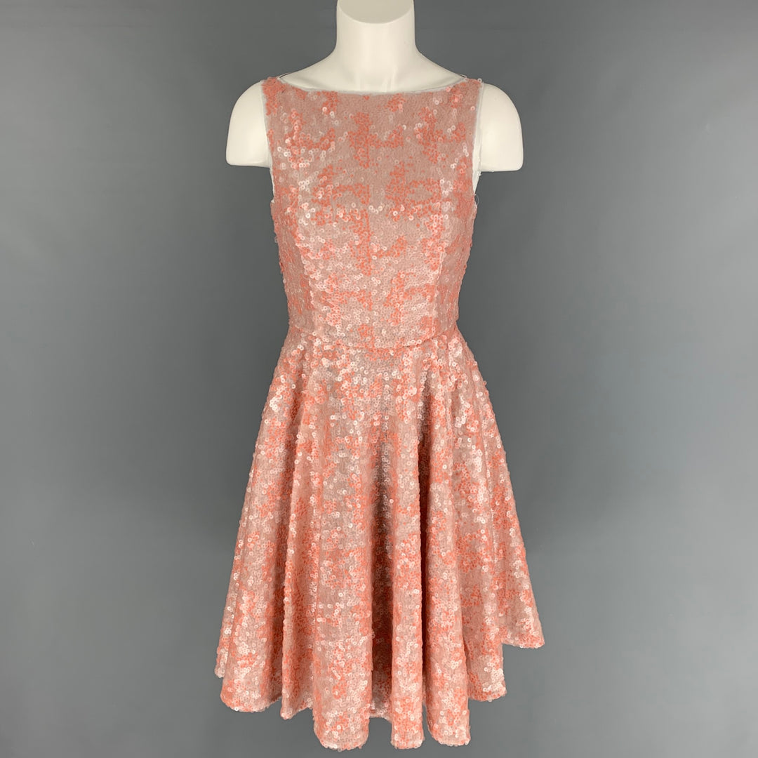 EMPORIO ARMANI Size 0 Orange Polyester Sequined A-Line Dress