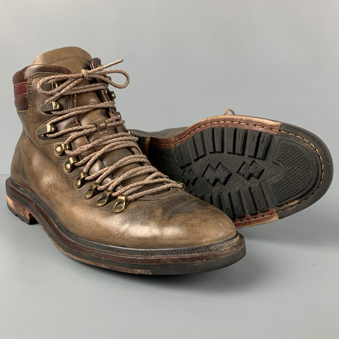 COLE HAAN Size 8.5 Brown Distressed Leather Lace Up Rugged Boots