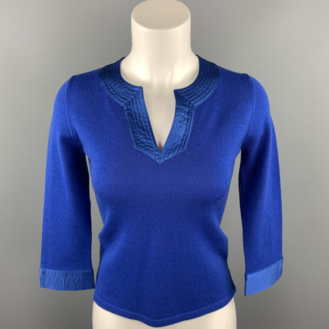 SHANGHAI TANG Size S Blue Knitted Wool Pullover