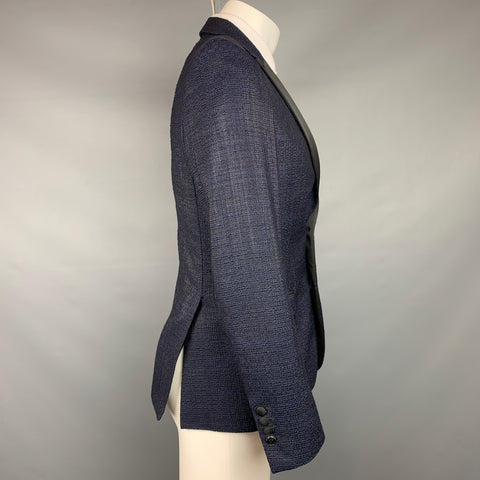 LORDS & FOOLS Size 40 Black Textured Wool Blend Peak Lapel Sport Coat