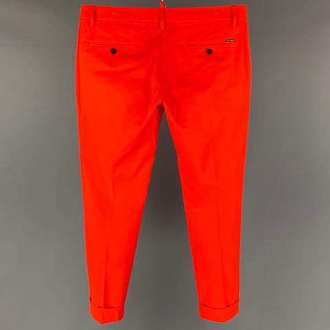 DSQUARED2 Size 32 Orange Cotton Button Fly Casual Pants