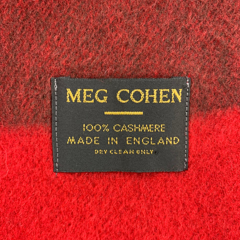 MEG COHEN Red Stripe Cashmere Fringe Shawl