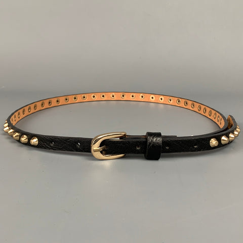 NO BRAND Ceinture fine en simili cuir clouté noir taille S