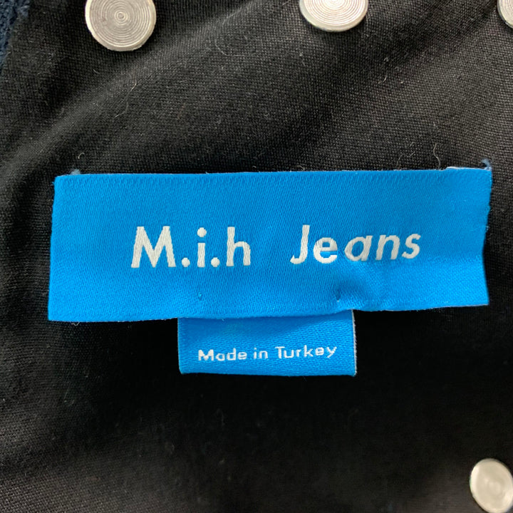 M.I.H JEANS Size S Blue Grey Cotton Studded V-Neck Dress
