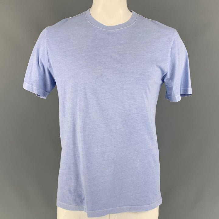 MAISON MARGIELA Size L Light Blue Cotton Crew-Neck T-shirt