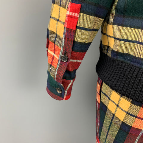 BLACK FLEECE Size 44 Multi-Color Plaid Wool Zip Up Jacket & Shorts Set