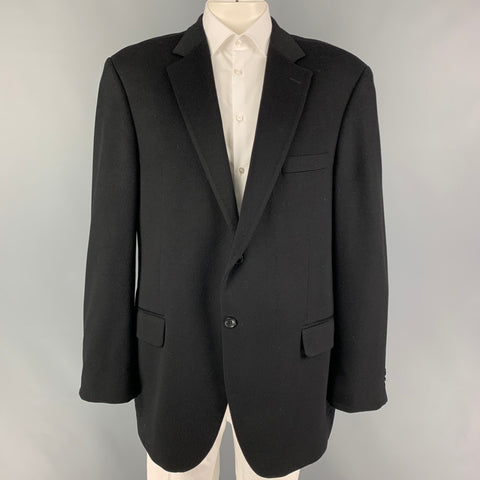 PATRICK JAMES Size 46 Black Cashmere Single Breasted Sport Coat