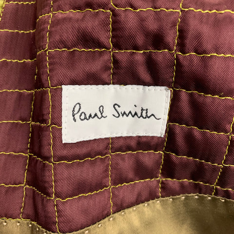 PAUL SMITH Taille M Manteau à revers cranté en laine texturée verte en polyamide