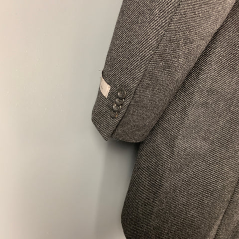 CANALI Kei Size 46 Grey & Black Diagonal Stripe Wool Notch Lapel Coat