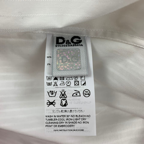 D&G by DOLCE & GABBANA Size XXL White Stripe Cotton Button Up Long Sleeve Shirt