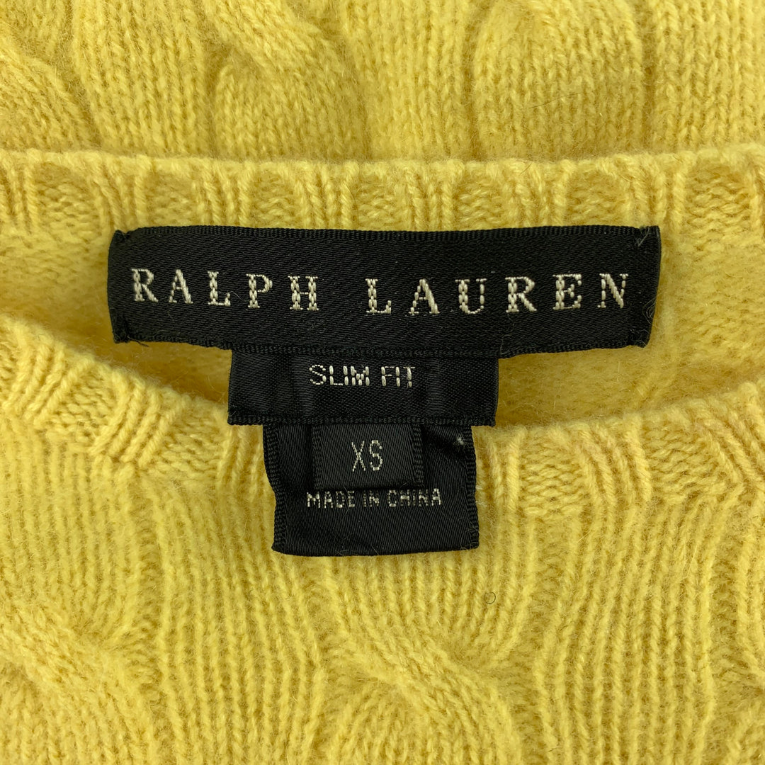 RALPH LAUREN Black Label Size S Yellow Cashmere Cable Knit Sweater