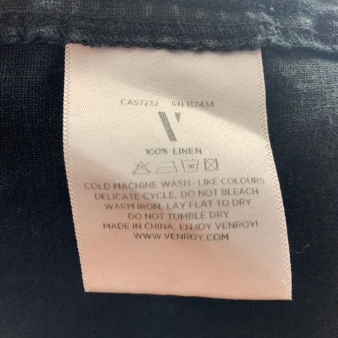 VENROY Taille S Short en lin noir avec cordon de serrage
