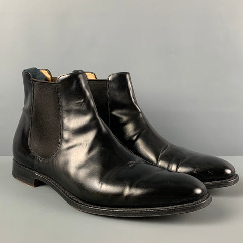 CHURCH'S Size 12 Black Leather Pull On Boots