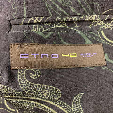 ETRO Size 38 Black & Brown Jacquard Silk Blend Notch Lapel Sport Coat