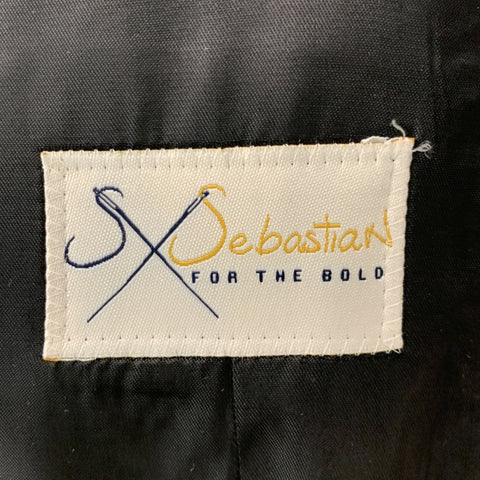 SEBASTIAN CRUZ 44 Size Black White Woven Peak Lapel Suit