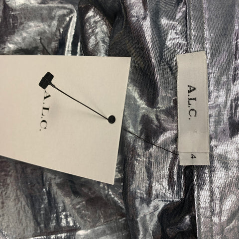 A.L.C. Size 4 Silver Metallic Cotton / Polyester Dress Top