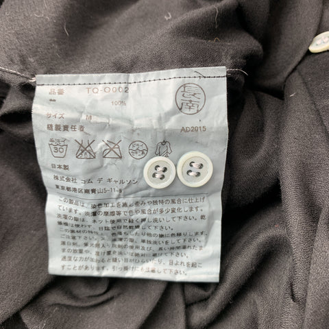 COMME des GARCONS Taille M Robe chemise surdimensionnée en coton transparent noir à points contrastés