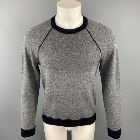 VINCE Talla S Jersey gris jaspeado de lana/cachemira con cuello redondo