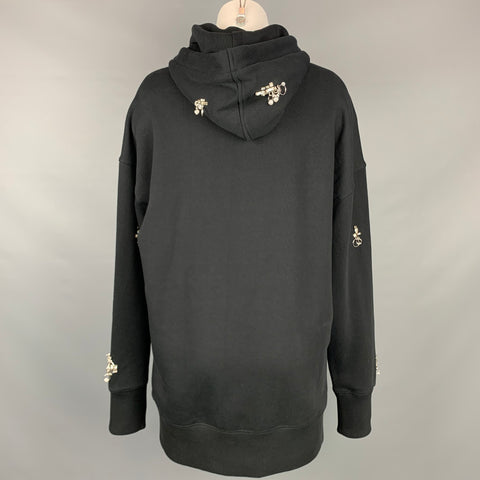 GIVENCHY SS 2021 Taille XS Noir Cristal Embellissement Coton Pull à capuche surdimensionné