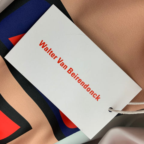 WALTER VAN BEIRENDONCK SS20 Size XL Beige Nude  Graphic Nylon Jersey Bike Top