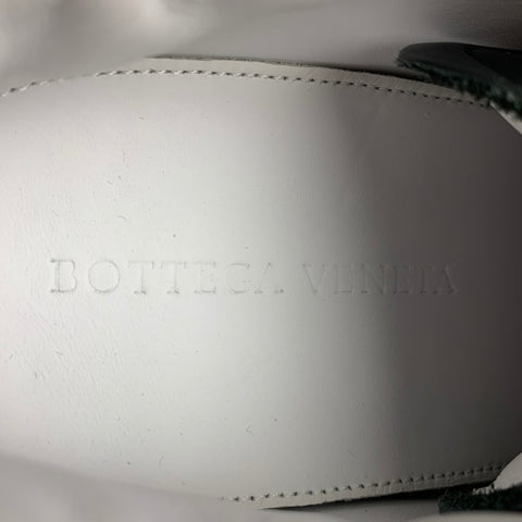 BOTTEGA VENETA Size 8 Charcoal White Leather Low Top Sneakers