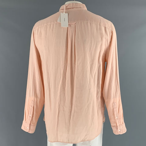 VINCE Size XL Orange Sorbet Cotton Long Sleeve Shirt