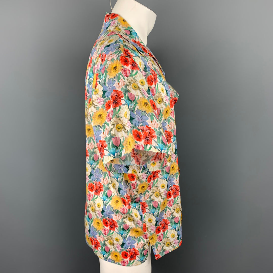 R13 Size M Multi-Color Floral Cotton Button Up Short Sleeve Skater Shirt