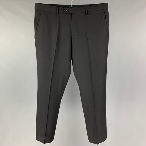 CALVIN KLEIN COLLECTION Size 36 Black Wool Zip Fly Dress Pants